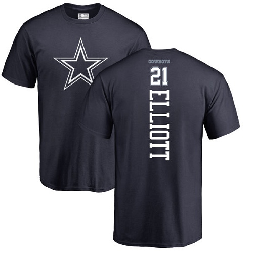 Men Dallas Cowboys Navy Blue Ezekiel Elliott Backer #21 Nike NFL T Shirt